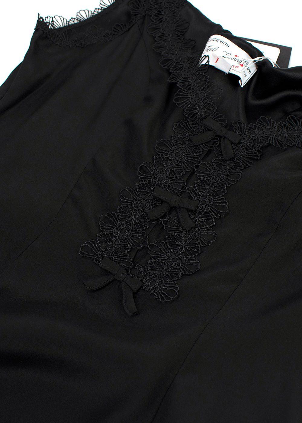 HVN Black Silk Bow Detail Maxi Dress