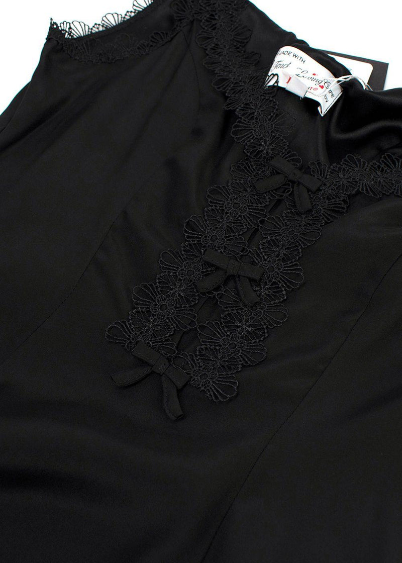 HVN Black Silk Bow Detail Maxi Dress