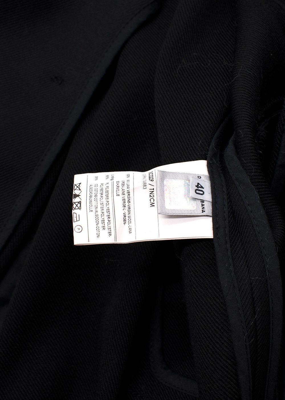 Dolce & Gabbana Black Belted Pure Wool Double Breasted  Trench Coat