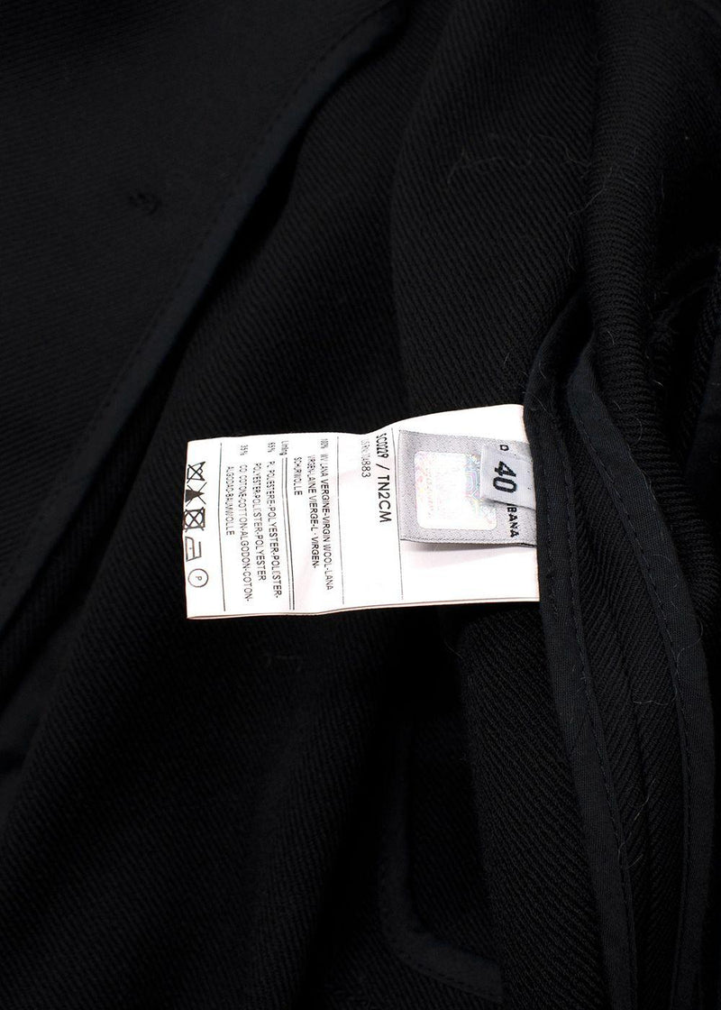 Dolce & Gabbana Black Belted Pure Wool Double Breasted  Trench Coat