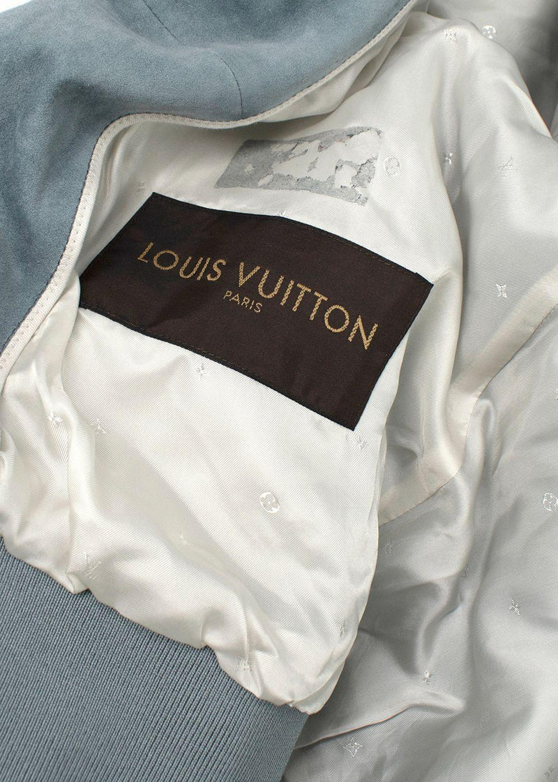 Louis Vuitton Bleu Gris Suede Bomber Jacket