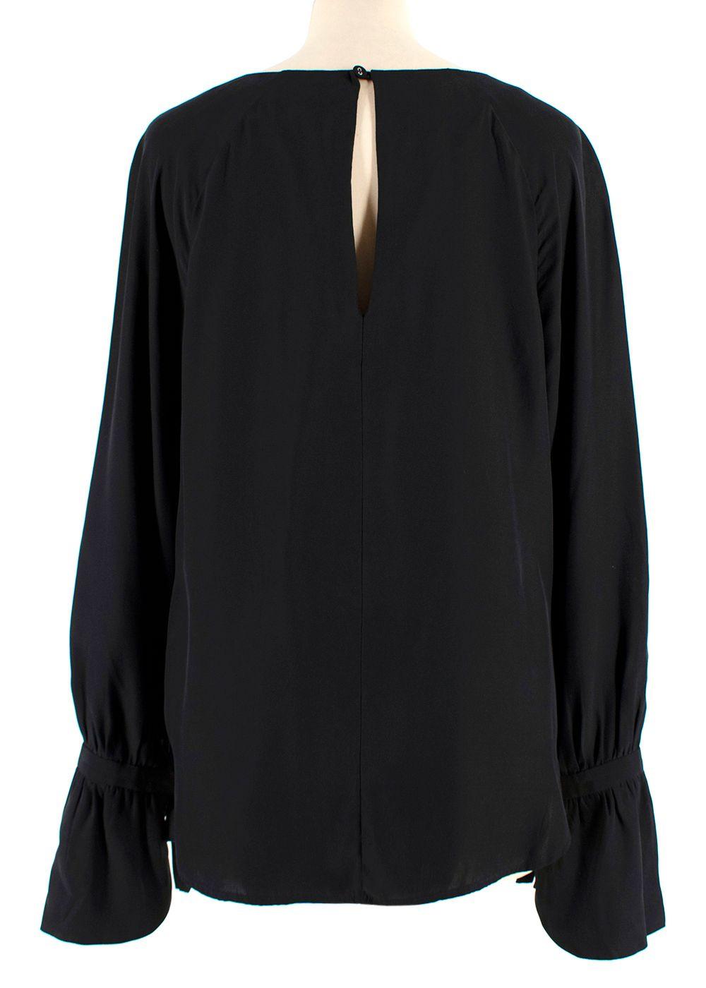 Frame Black Silk Voluminous Cuff Blouse