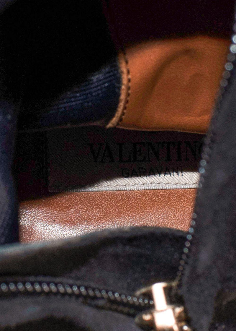 Valentino Black Suede Rockstud OTK Boots