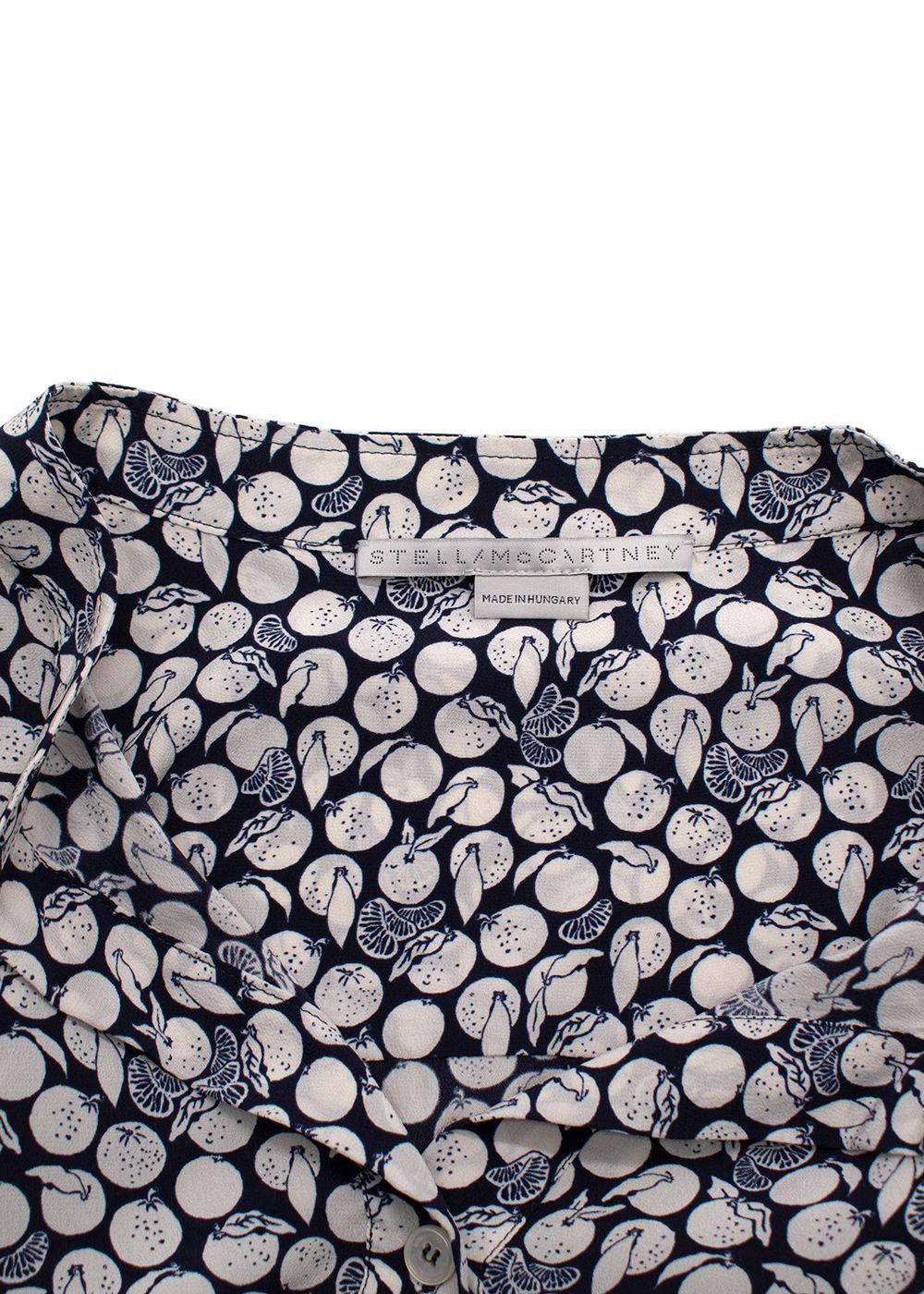 Stella McCartney Navy Lemon Print Silk Shirt