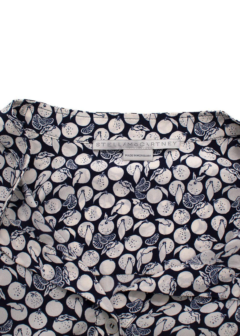 Stella McCartney Navy Lemon Print Silk Shirt