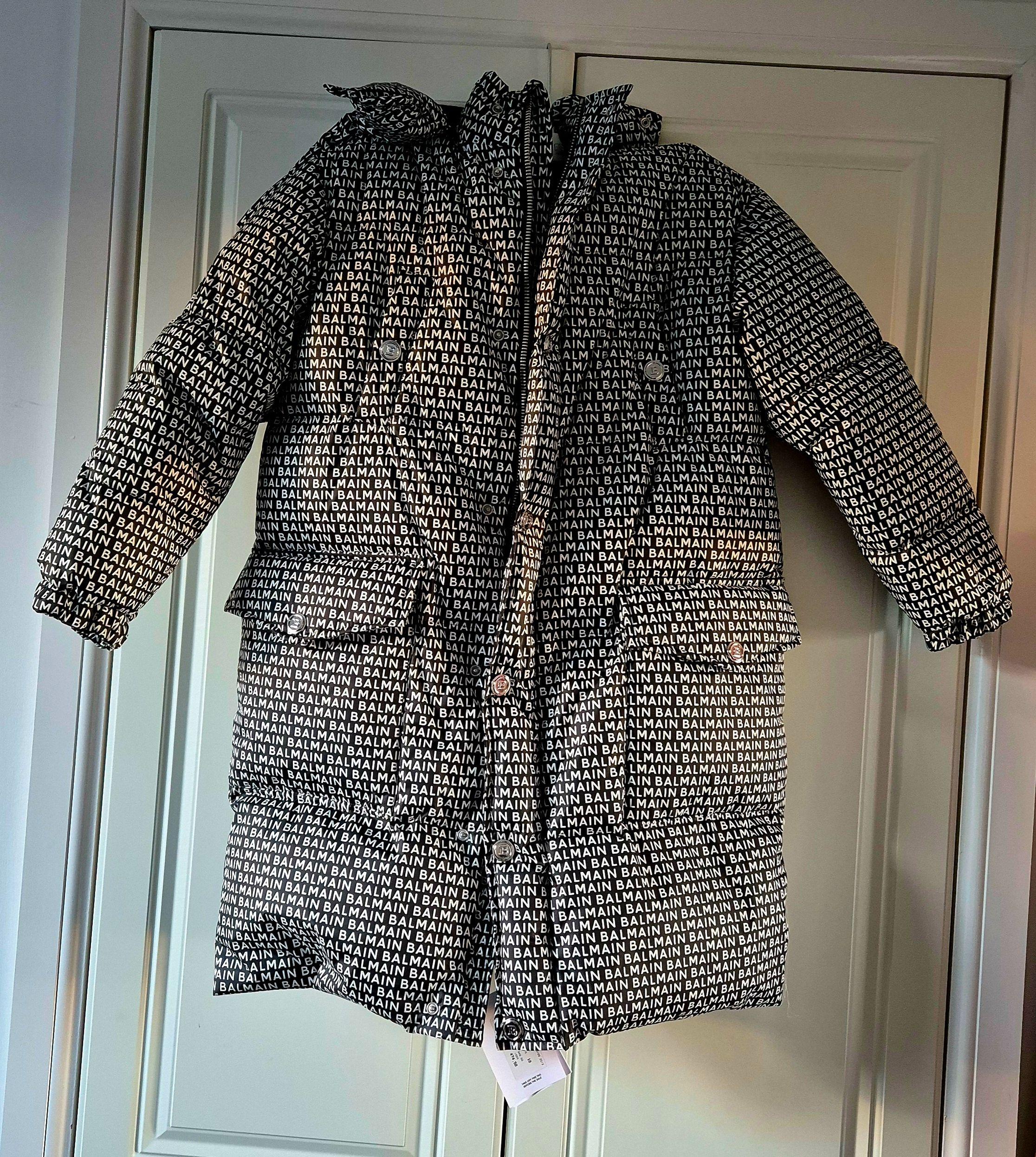 Balmain Black Logo Puffer Coat