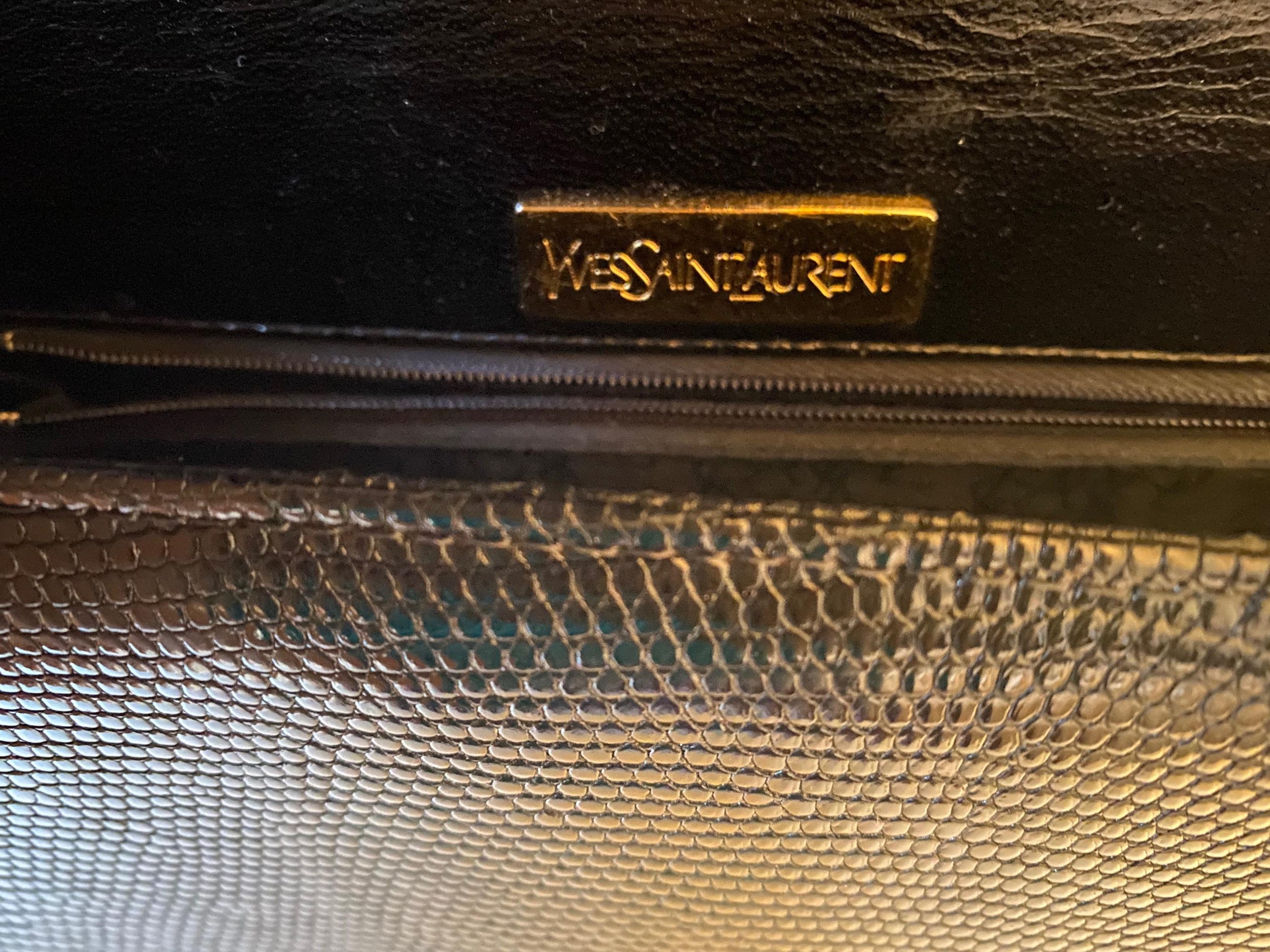 Vintage Black Lizard Embossed Patent Leather Bag