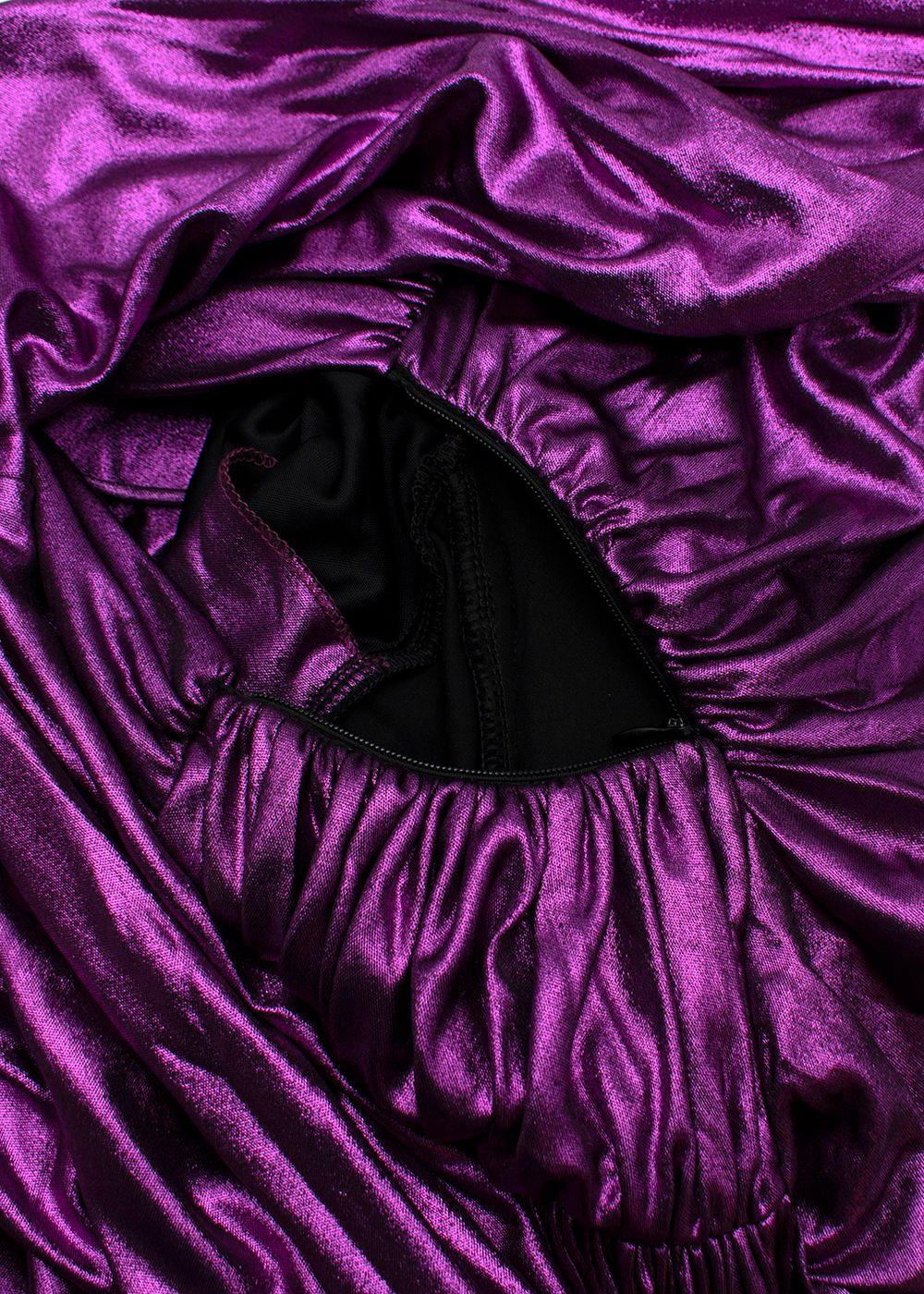 Alexandre Vauthier Metallic Fuchsia Draped Asymmetric Dress
