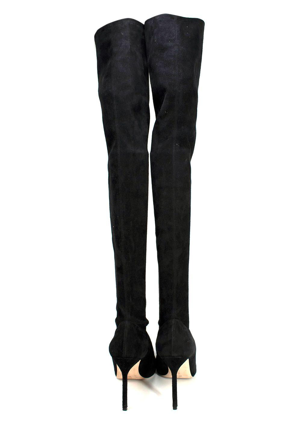 Manolo Blahnik Black Pascalarhi Suede Thigh High Boots