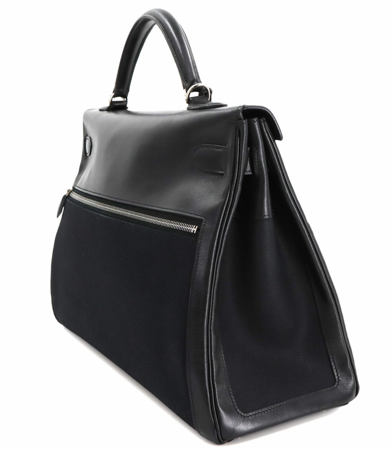 Hermès Black Kelly Lakis 40 With Silver Hardware