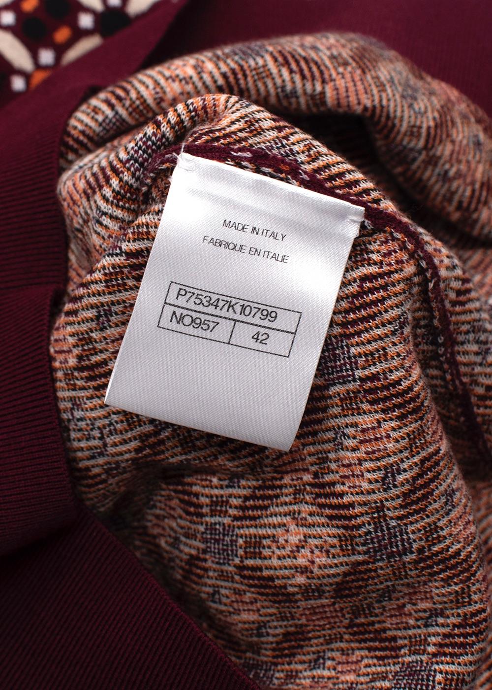 Chanel Burgundy/Orange Floral CC Jumper