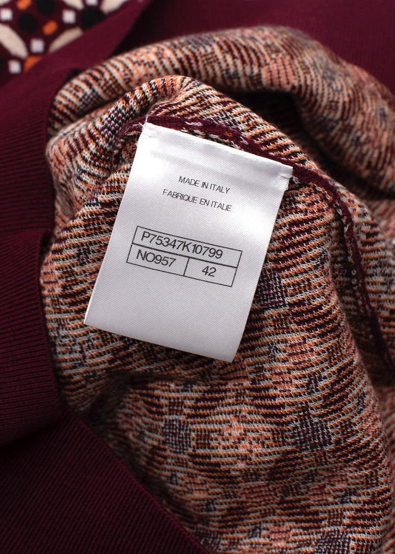 Chanel Burgundy/Orange Floral CC Jumper