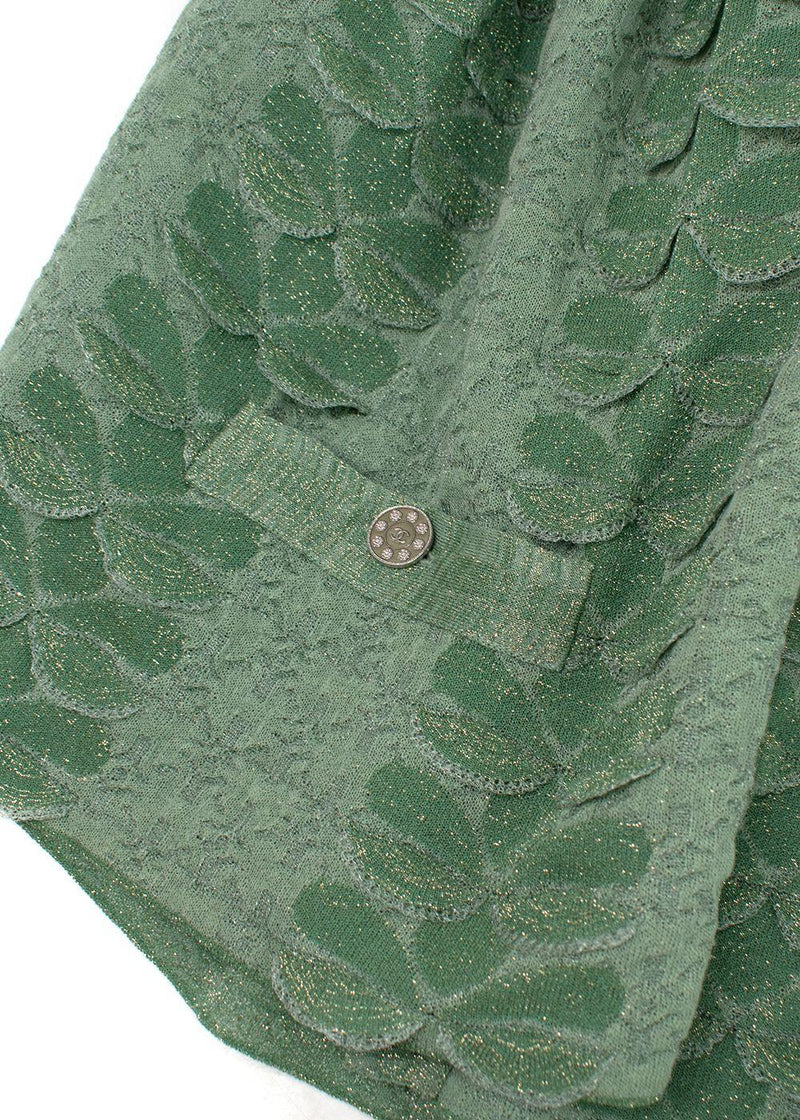 Chanel Mint Green Metallic Woven Petal Applique Top