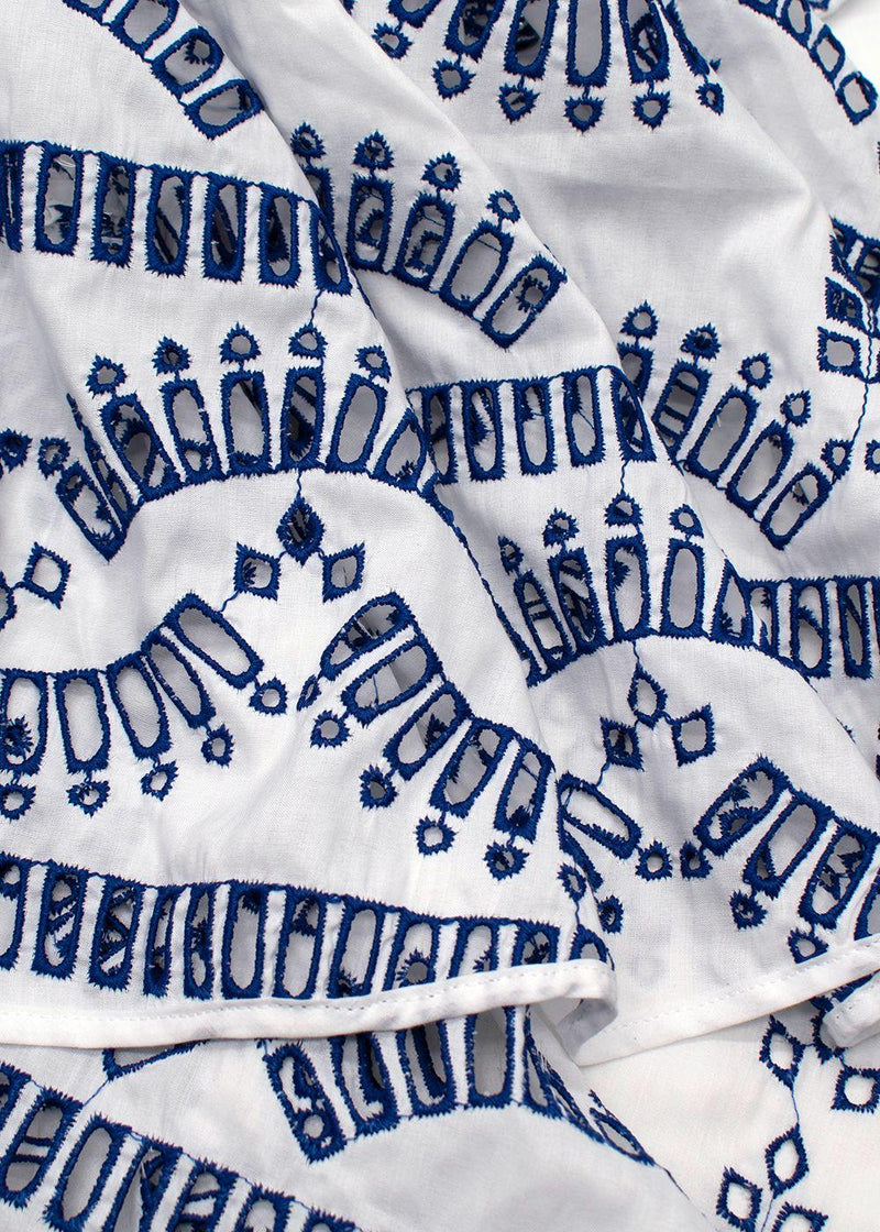 Charo Ruiz Nissy Blue and White Midi Dress