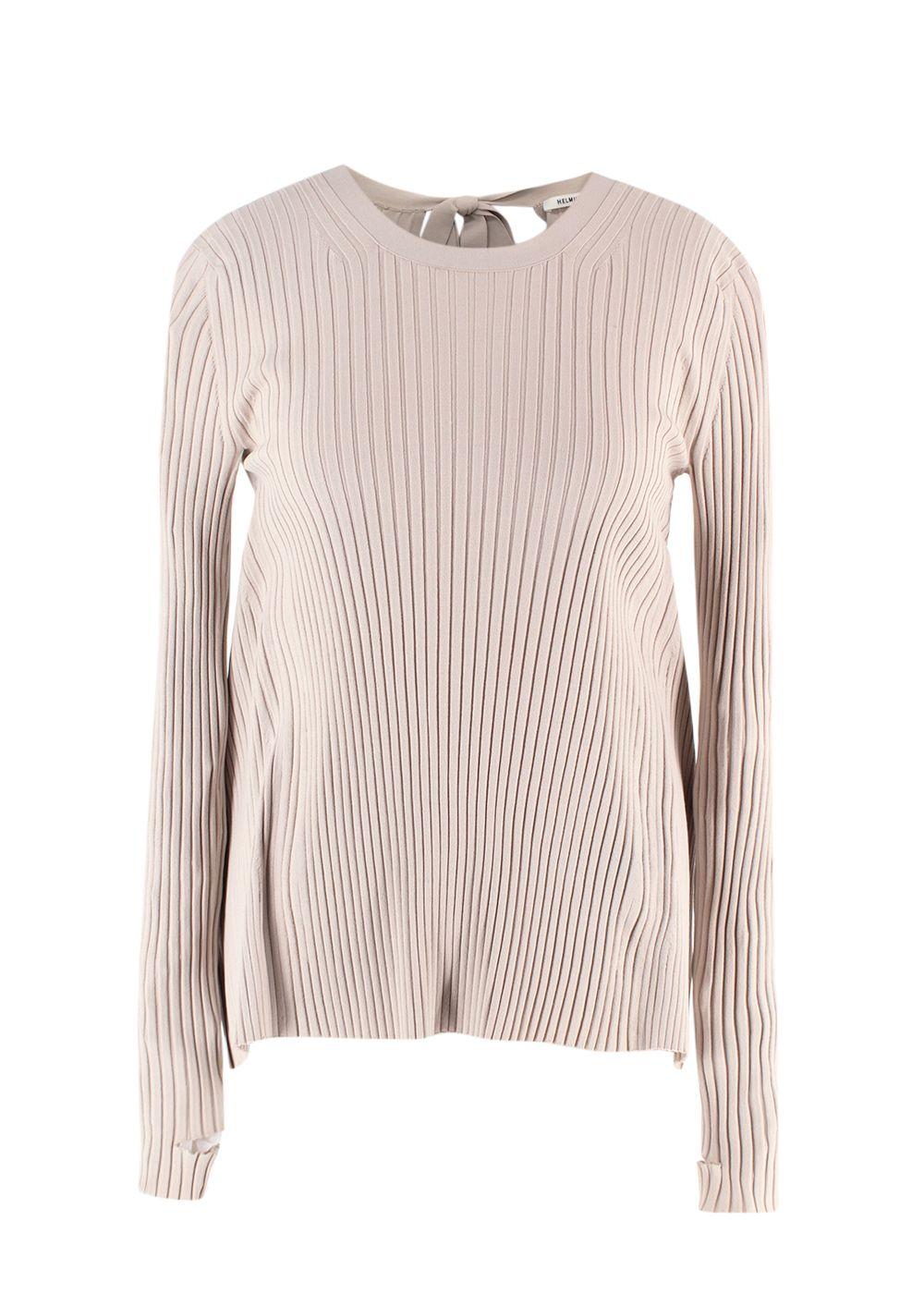 Helmut Lang Natural Ribbed Bow Detail Backless Top
