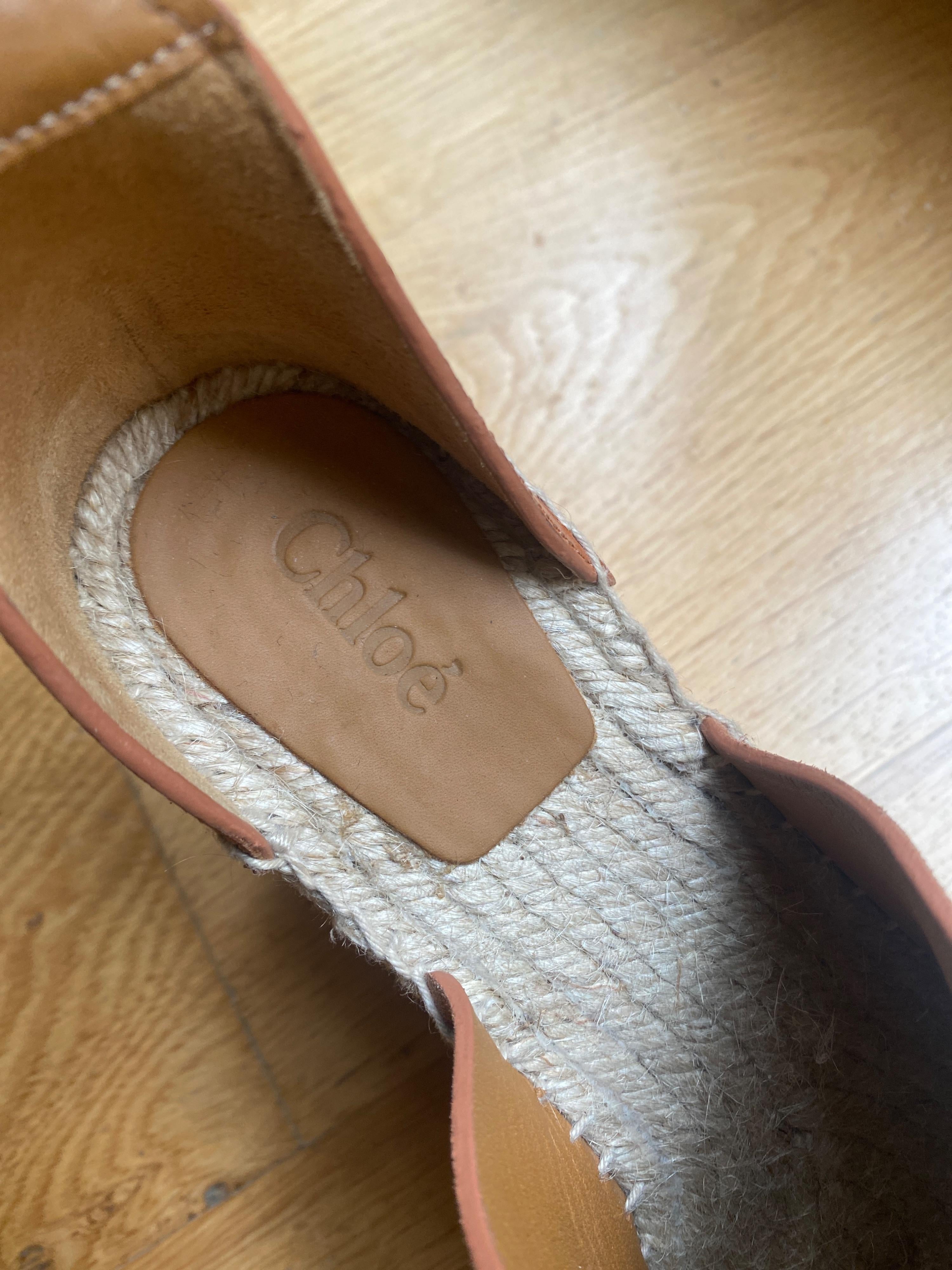 Chloe Tan Suede Espadrille Wedges