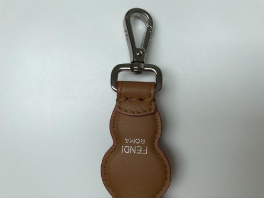 Fendi tan and red scalloped leather mini strap