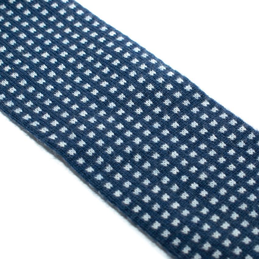 Doriani Blue & White Embroidered Wool Blend Tie