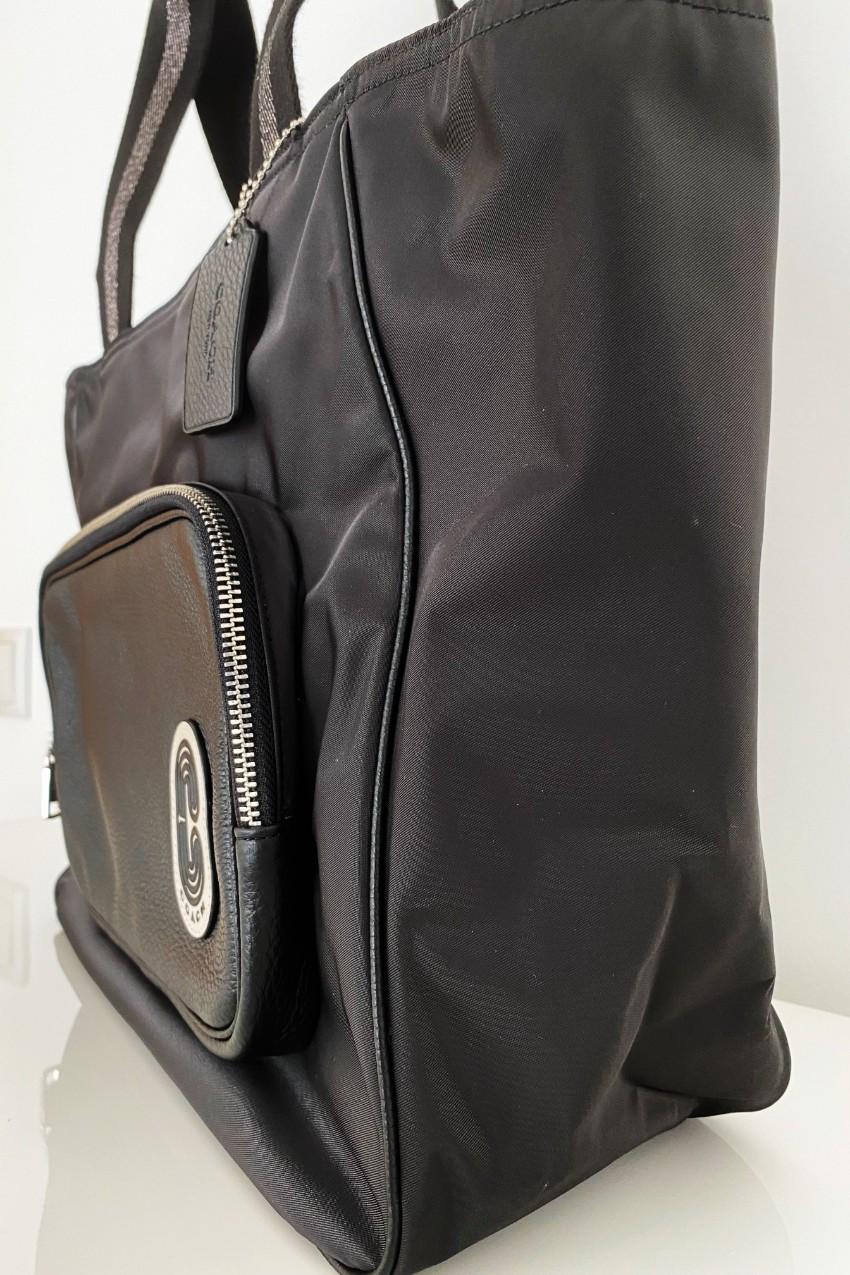 Coach Black Leather Trimmed Nylon Tote Bag