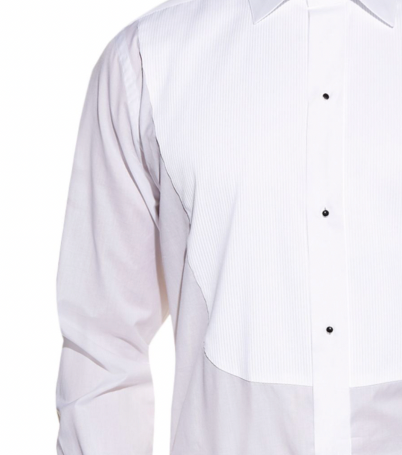 Canali White Pleated Dress Shirt