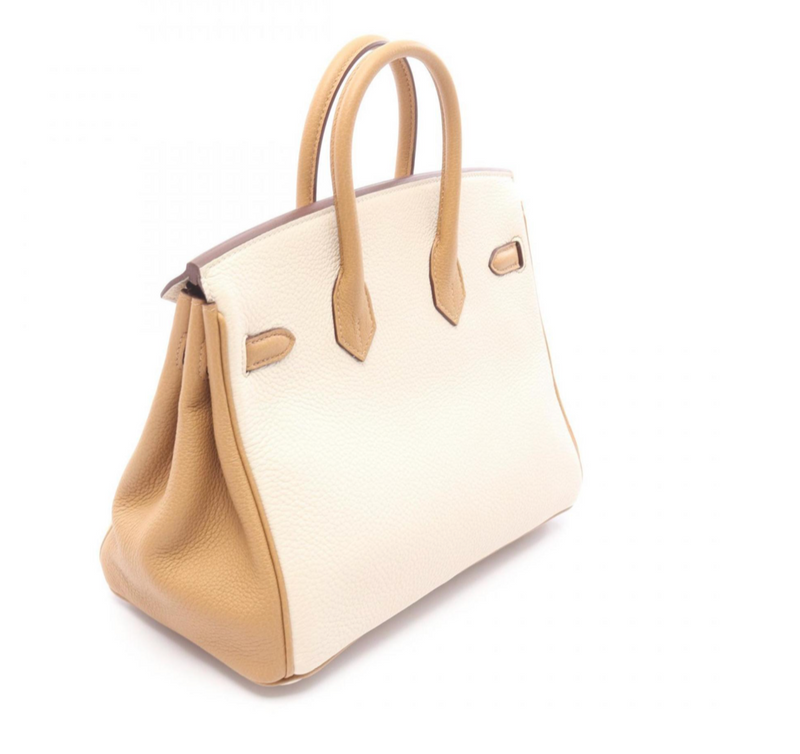 Hermès Togo Birkin 25 in Caramel Brown and Cream with Gold Hardware