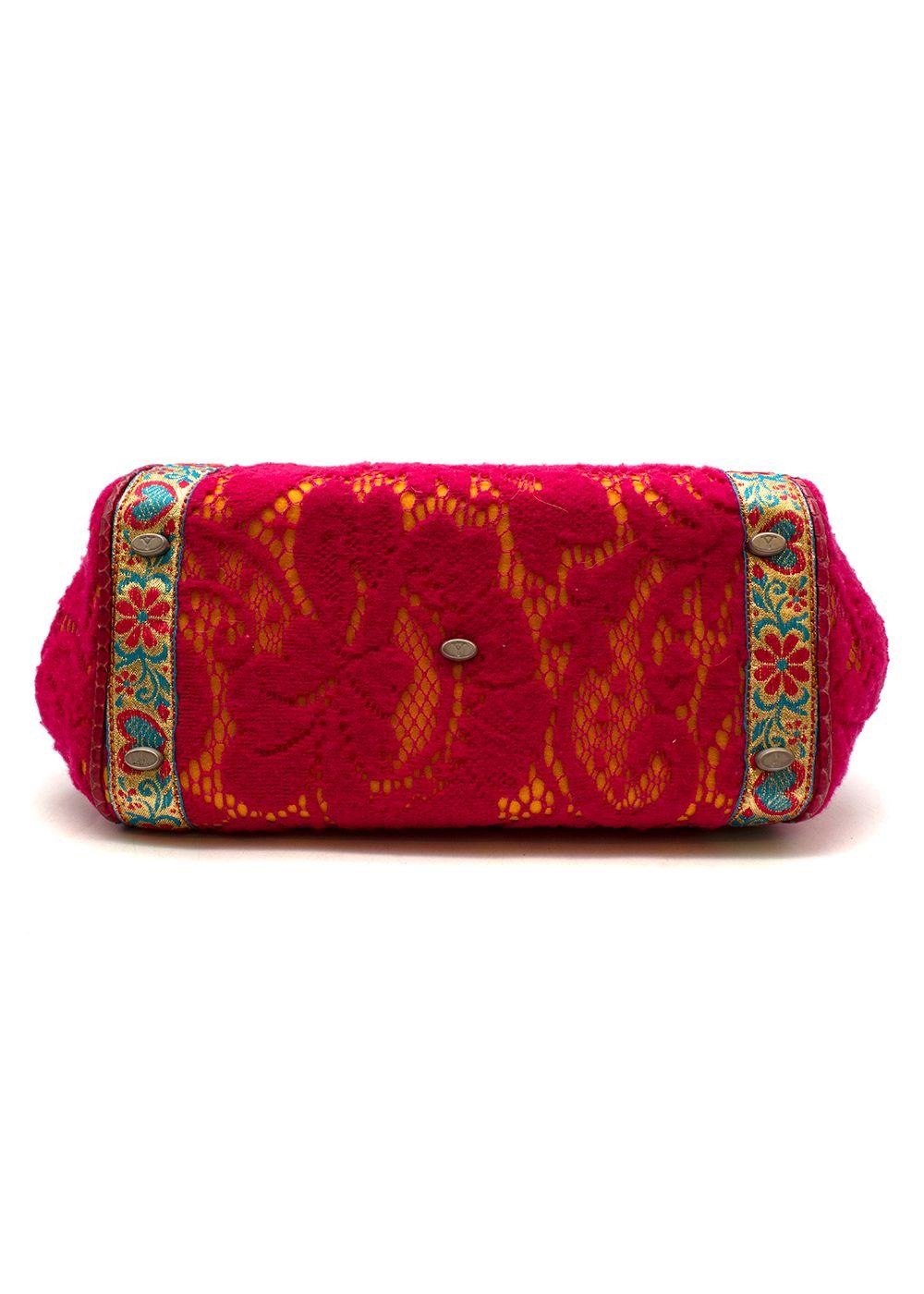 Vintage Embellished Pink Lace and Snake Skin Handbag