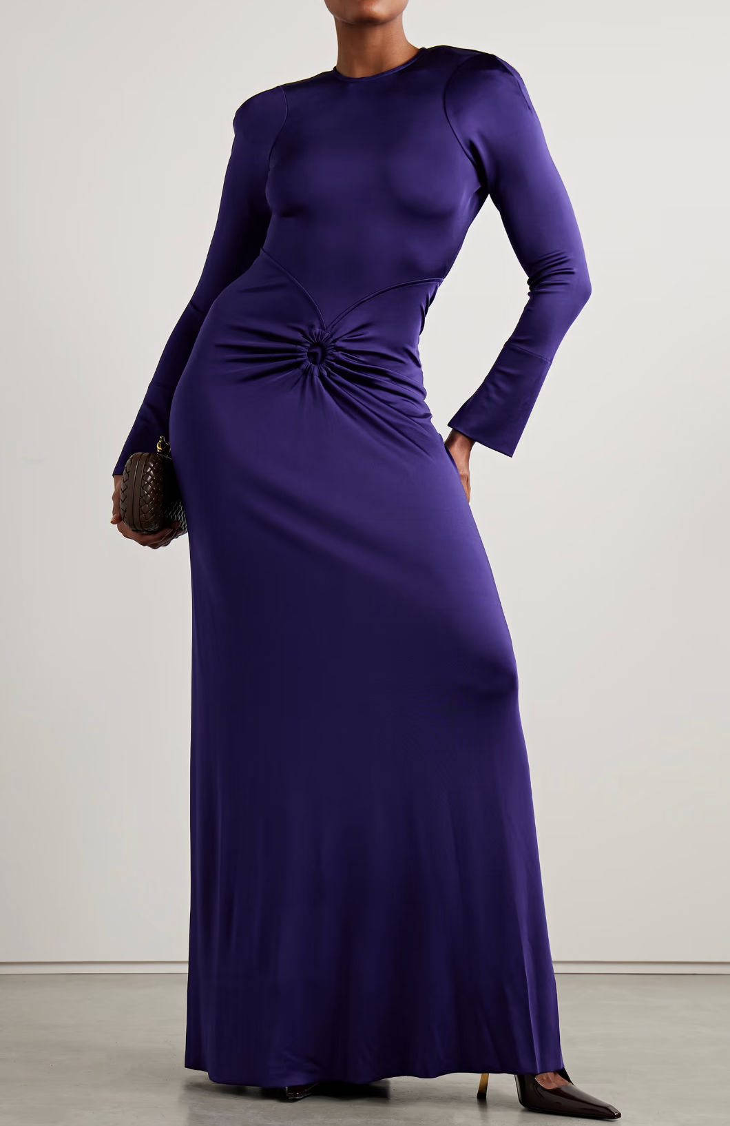 Victoria Beckham Open-Back Gathered Stretch-Satin Jersey Gown