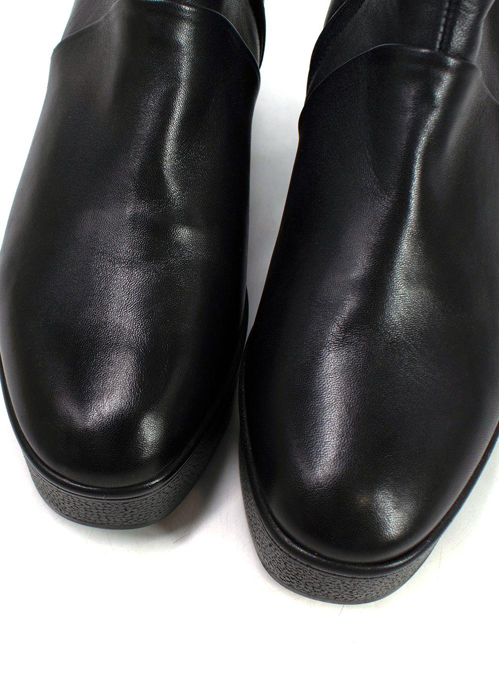 Robert Clergerie Black Leather Platform Ankle Boot