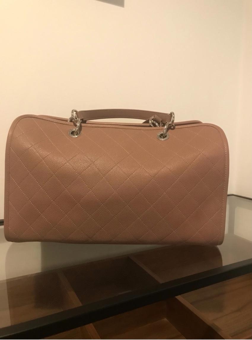 Chanel Antique Rose Quilted Caviar Leather Boston Bag