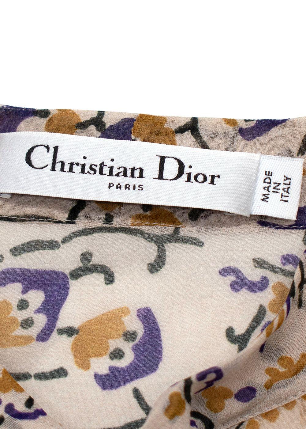 Dior Multicoloured Sheer Pussybow Silk Blouse