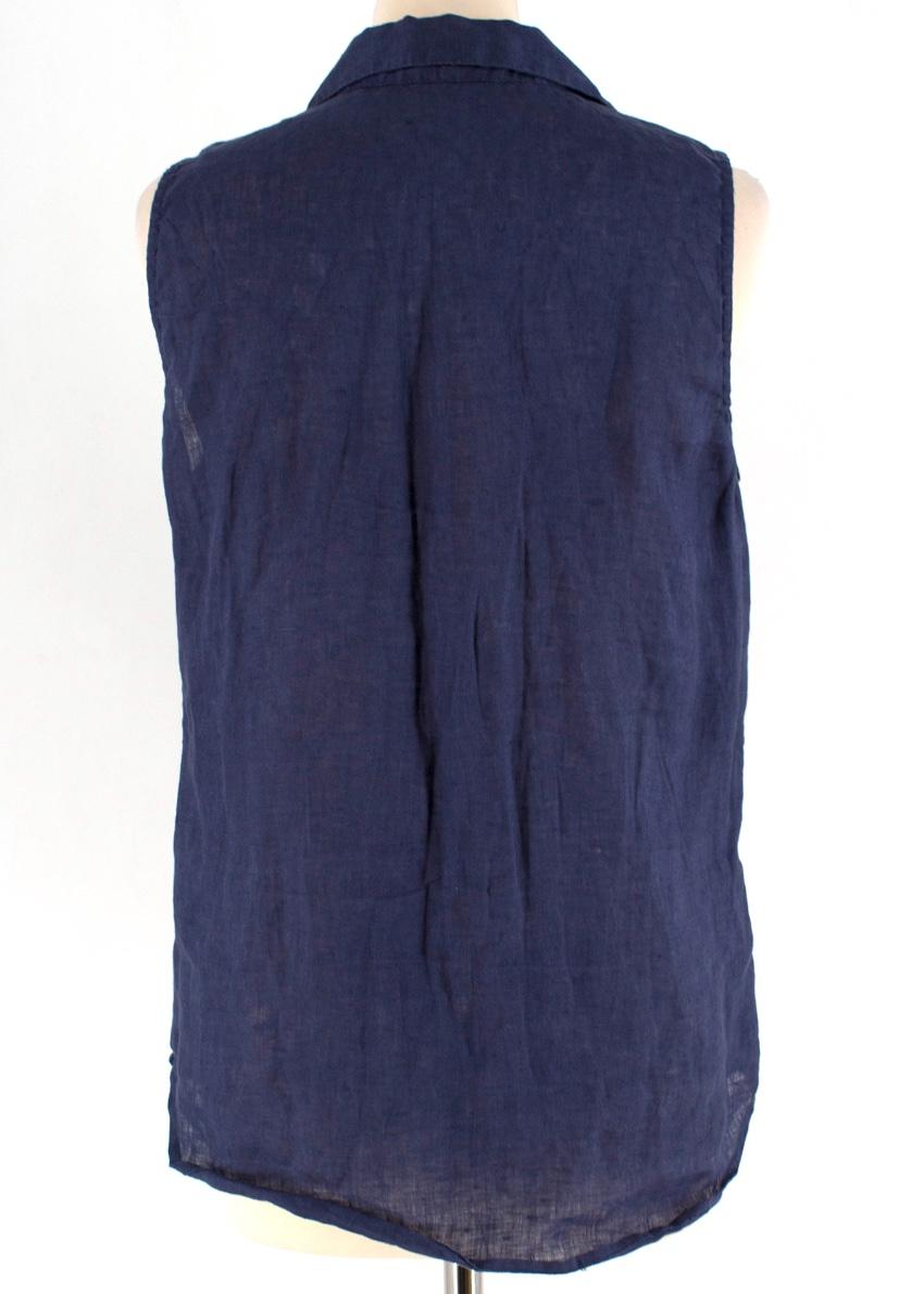 Equipment Navy Linen Sleeveless Shirt