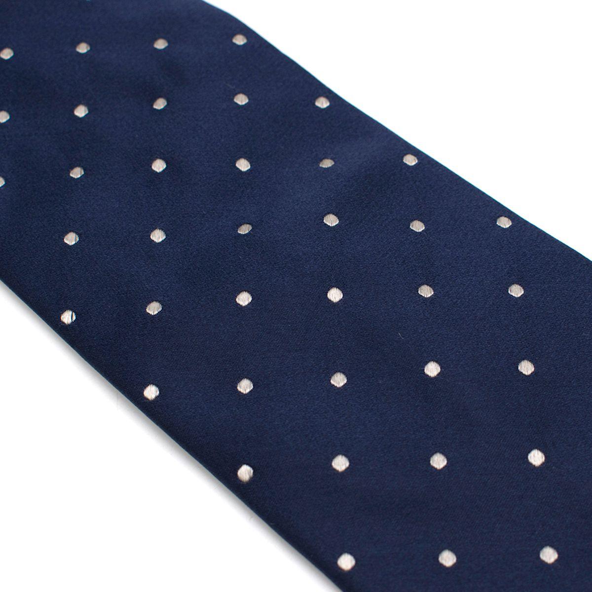 D'Avino Napoli Navy And White Dot Satin Tie