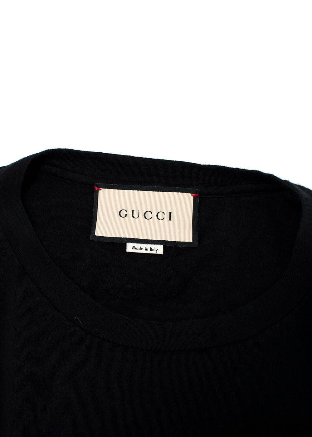 Gucci Black Washed Logo Distressed T-Shirt