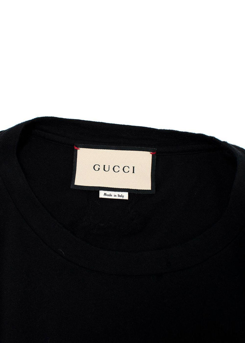 Gucci Black Washed Logo Distressed T-Shirt