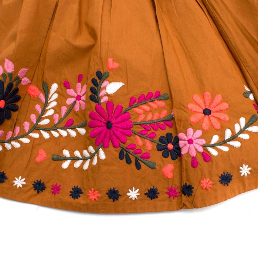 Bonpoint Girls 4Y Caramel Floral Embroidered Skirt