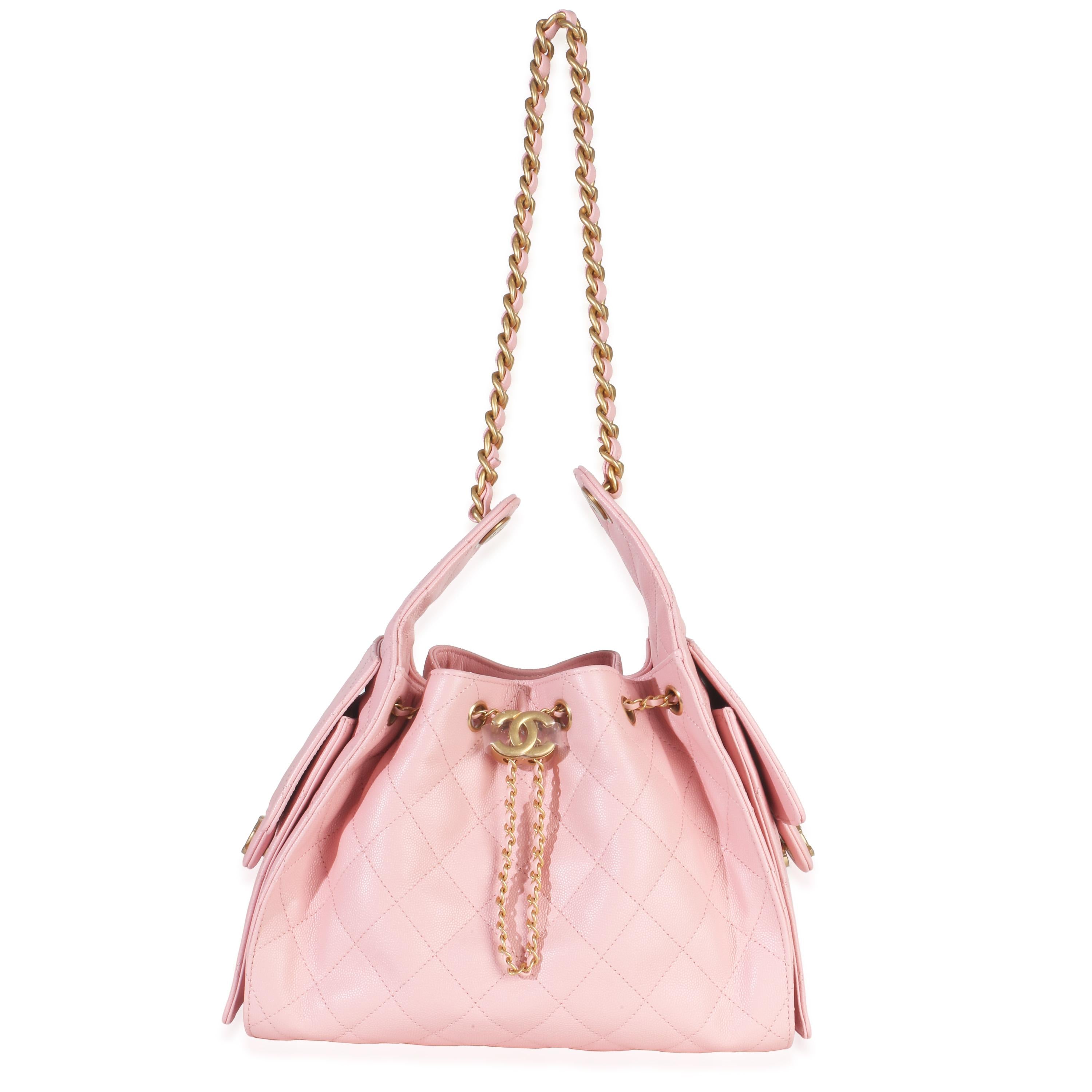 Chanel Baby Pink Quilted Caviar Small Chanel 25 Hobo