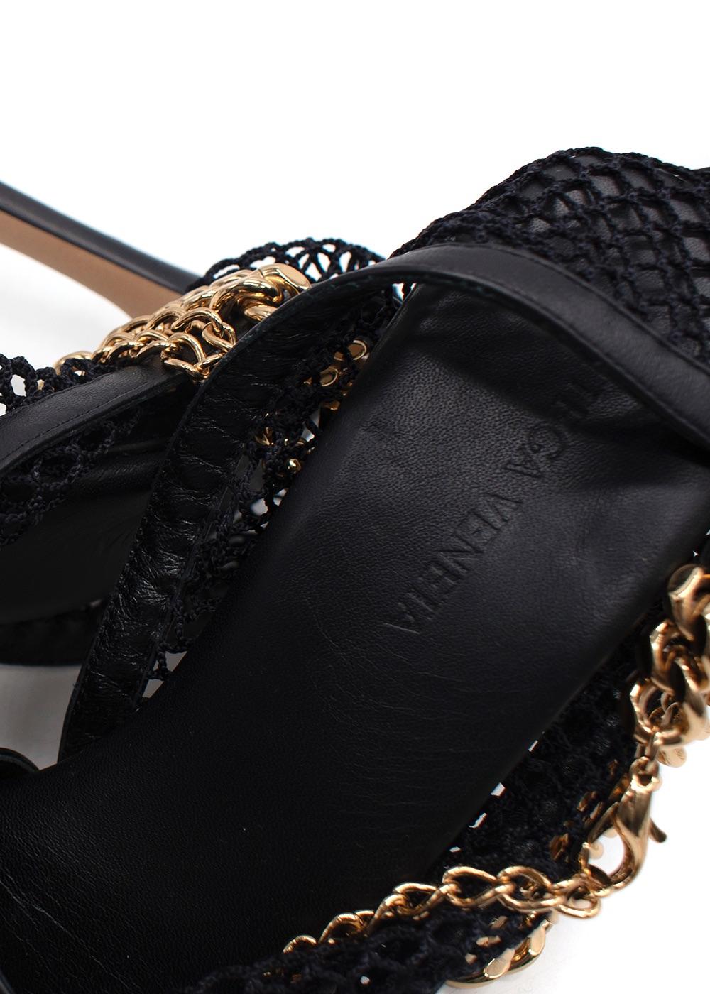 Bottega Veneta Black Net Stilletto with Gold Chain