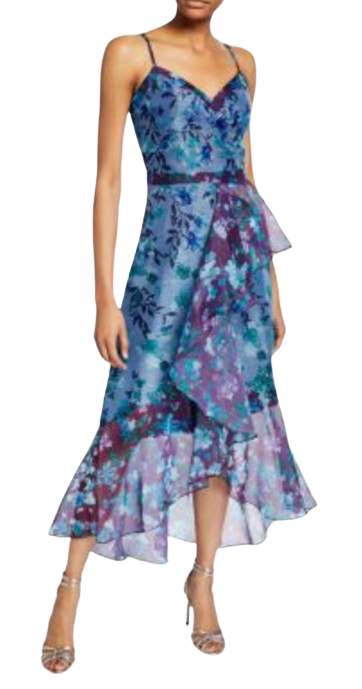 Marchesa Notte Floral Organza High Low Gown