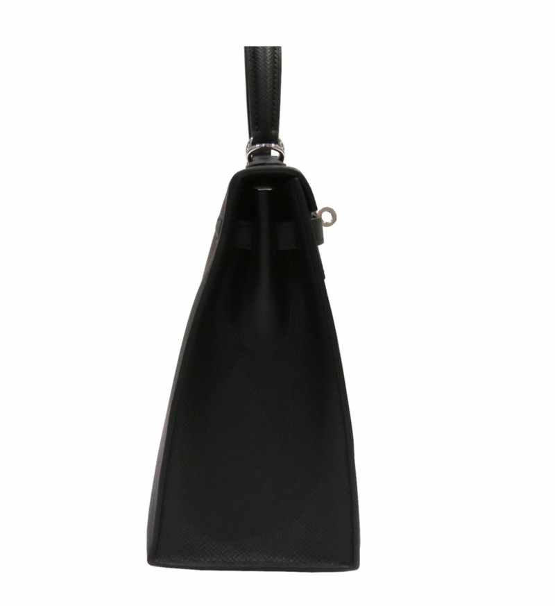 Hermès Kelly 25 Black Epsom With Silver Hardware