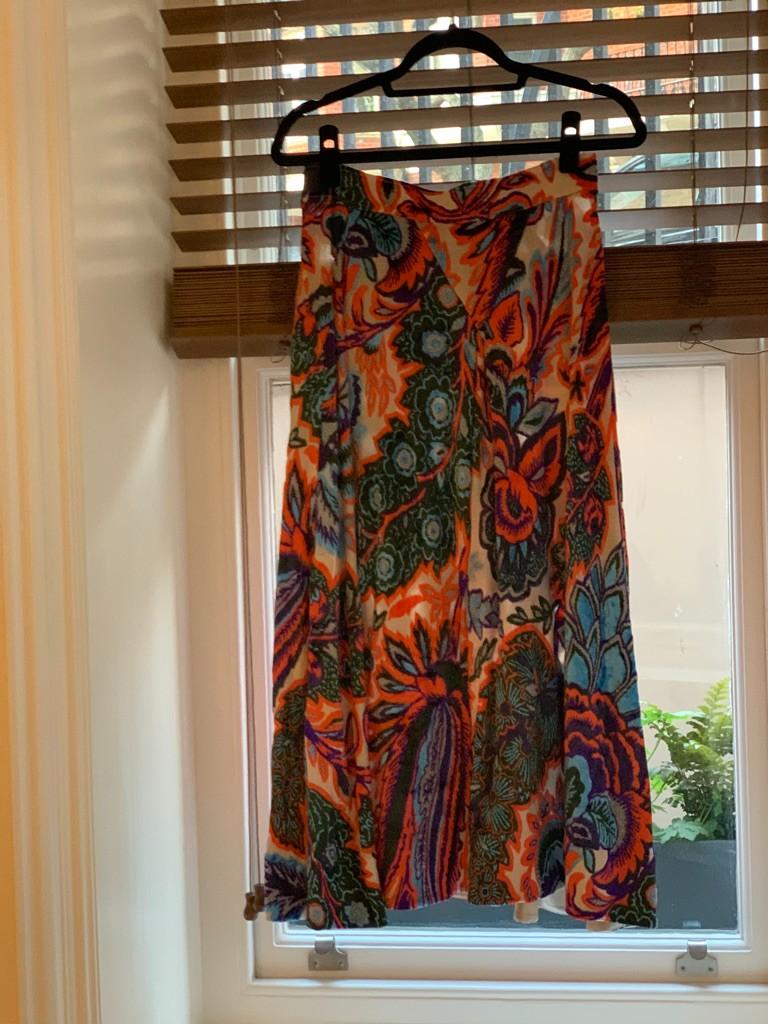 Paco Rabanne Velvet Metallic Multi Coloured Midi Skirt