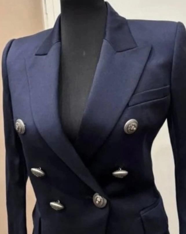Balmain Navy Double Breasted Blazer