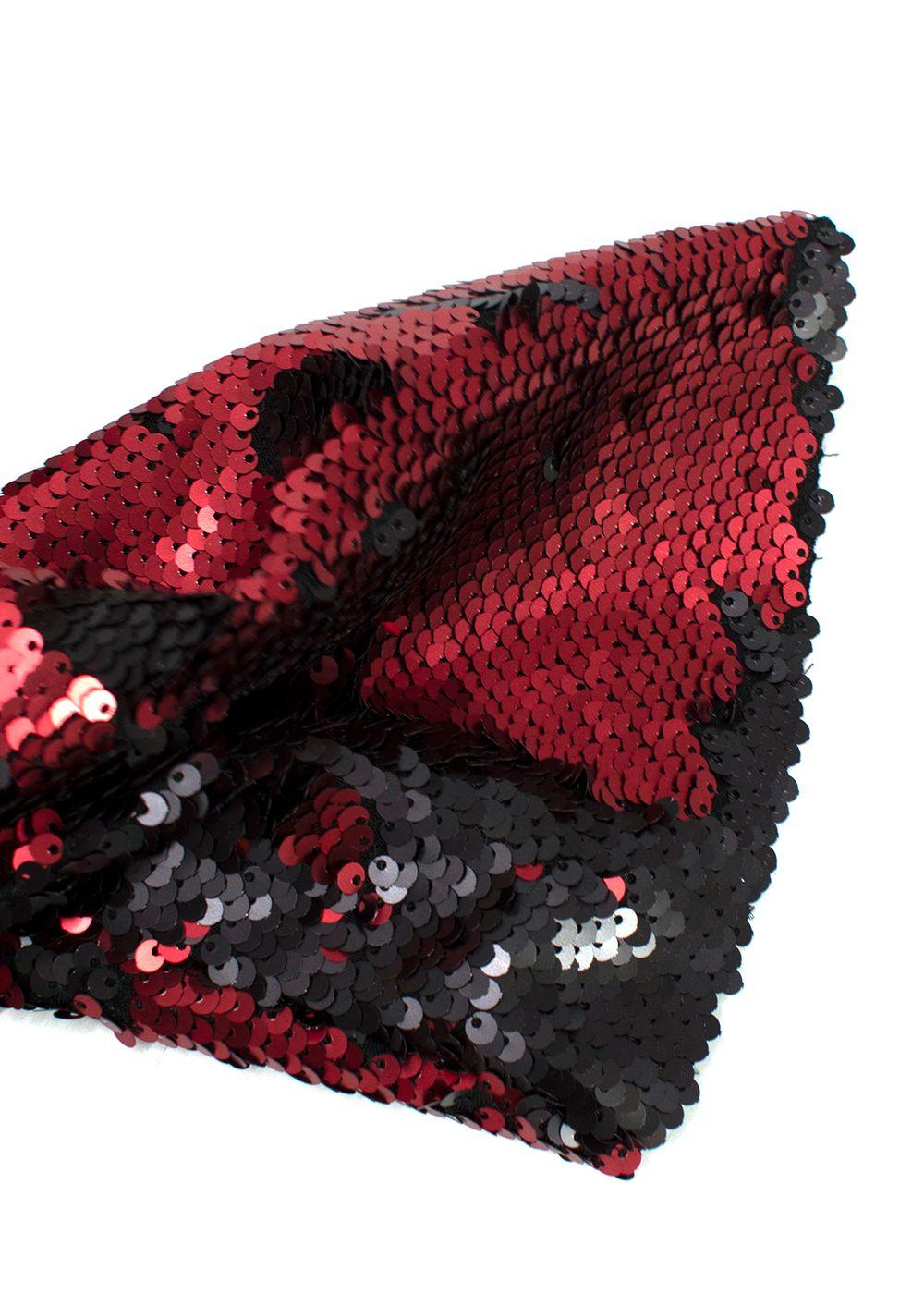 Marques Almeida Black & Red Sequin Asymmetric Mini Dress