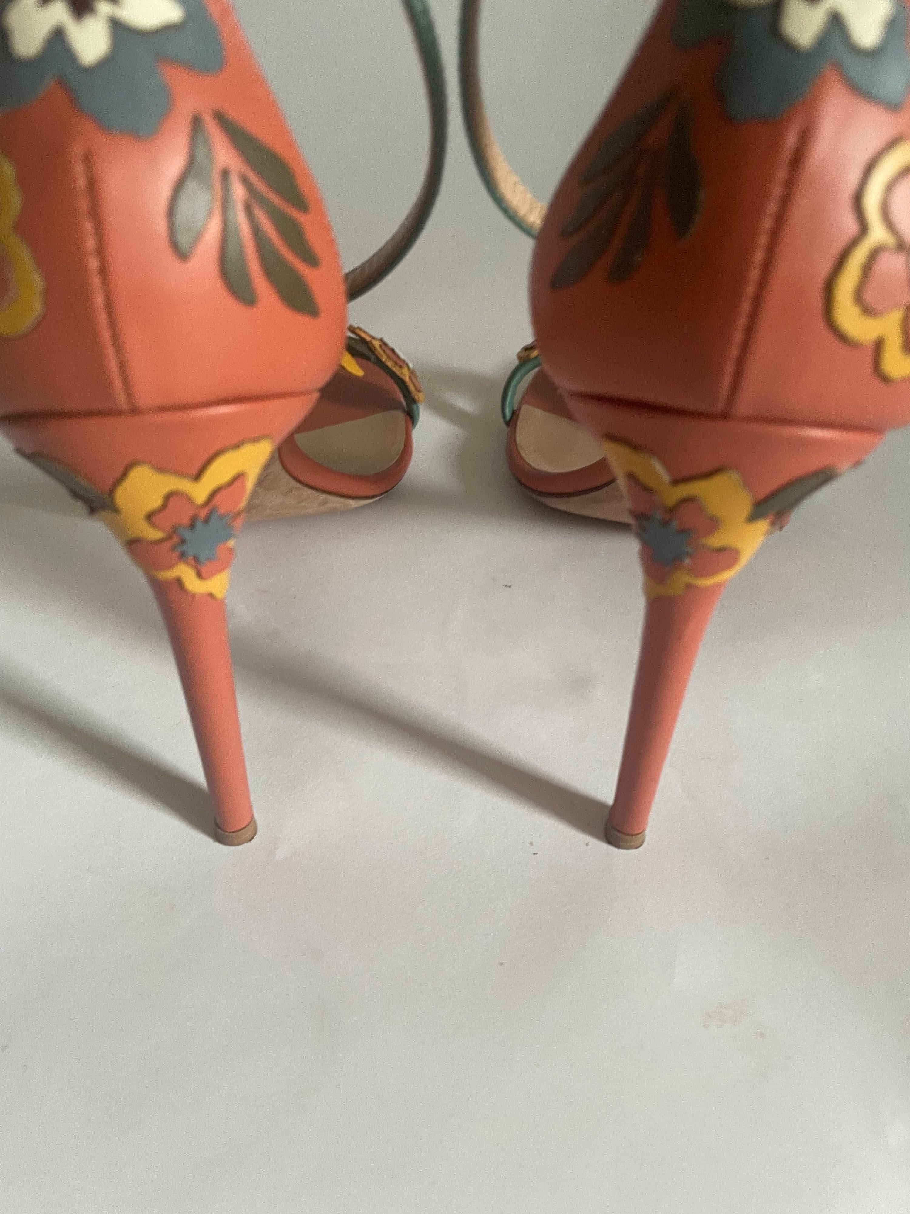 Floral Embellished Leather Sandals