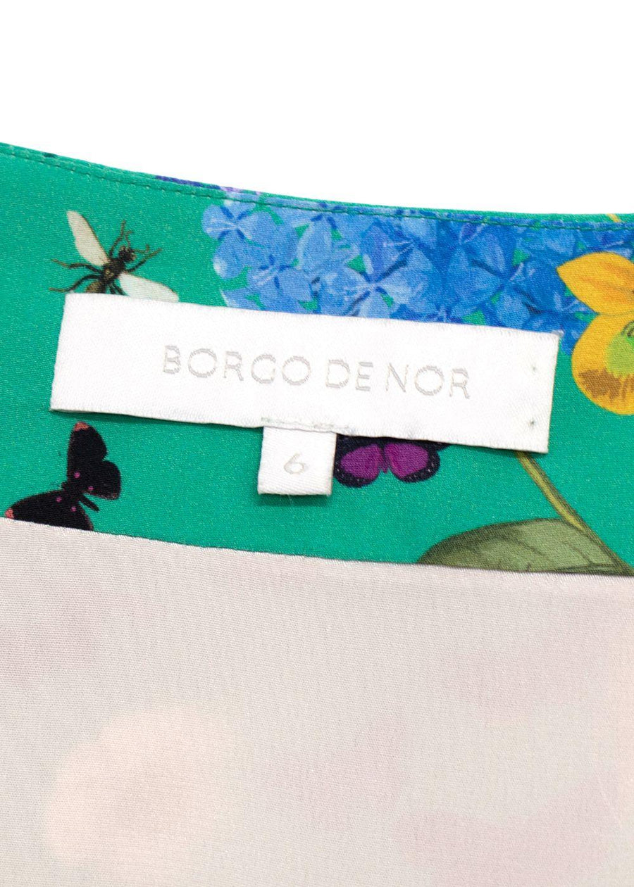 Borgo de Nor 100% Silk Floral-Print Midi Dress
