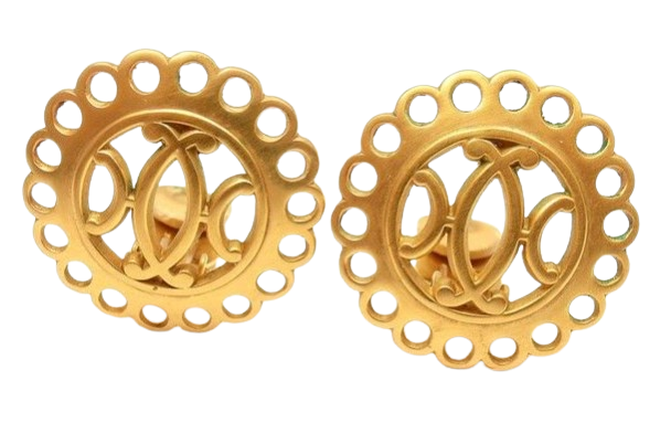 Hermes haba Gold plated Bijouterie Fantaisie round clip on earrings