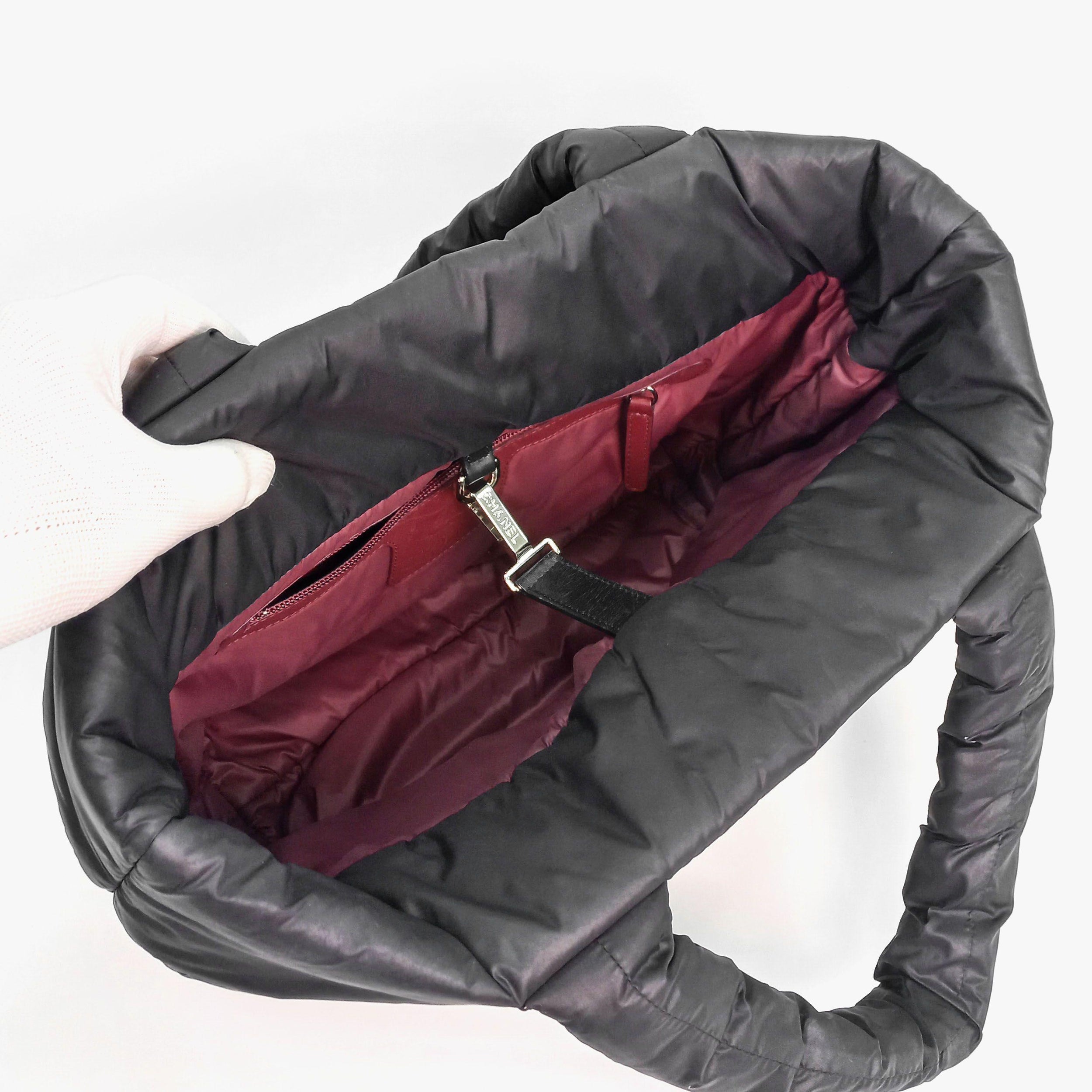 Coco Cocoon Black Nylon Quilted Tote Bag