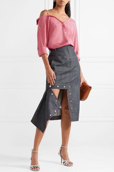 Tibi Demin Jamie Midi Skirt
