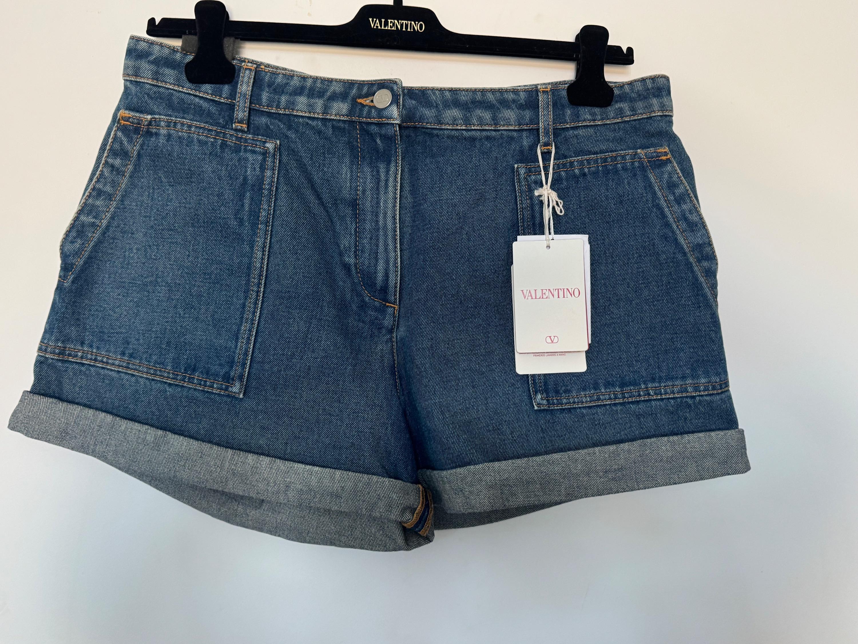 Valentino Denim Cuffed Shorts