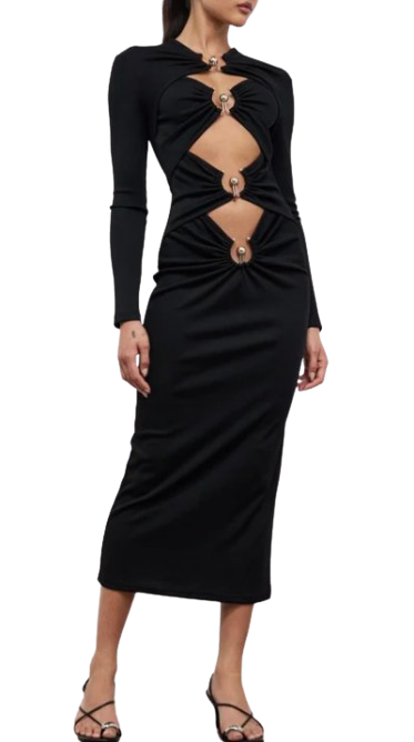 Christoper Esber Black Jersey Cut Out Dress
