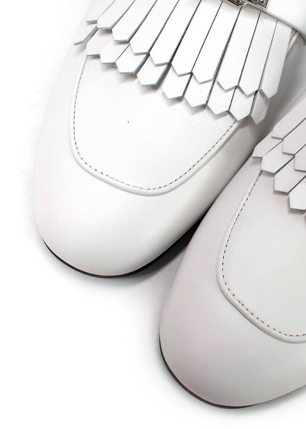 Hermes White Calfskin Oz Mules